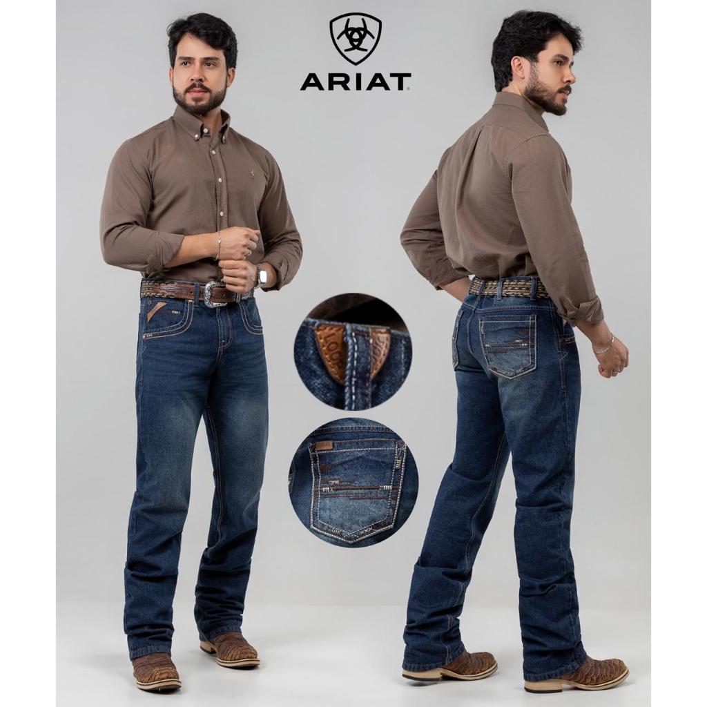 Calça Jeans Masculina Ariat 100% Algodão Tradicional Country