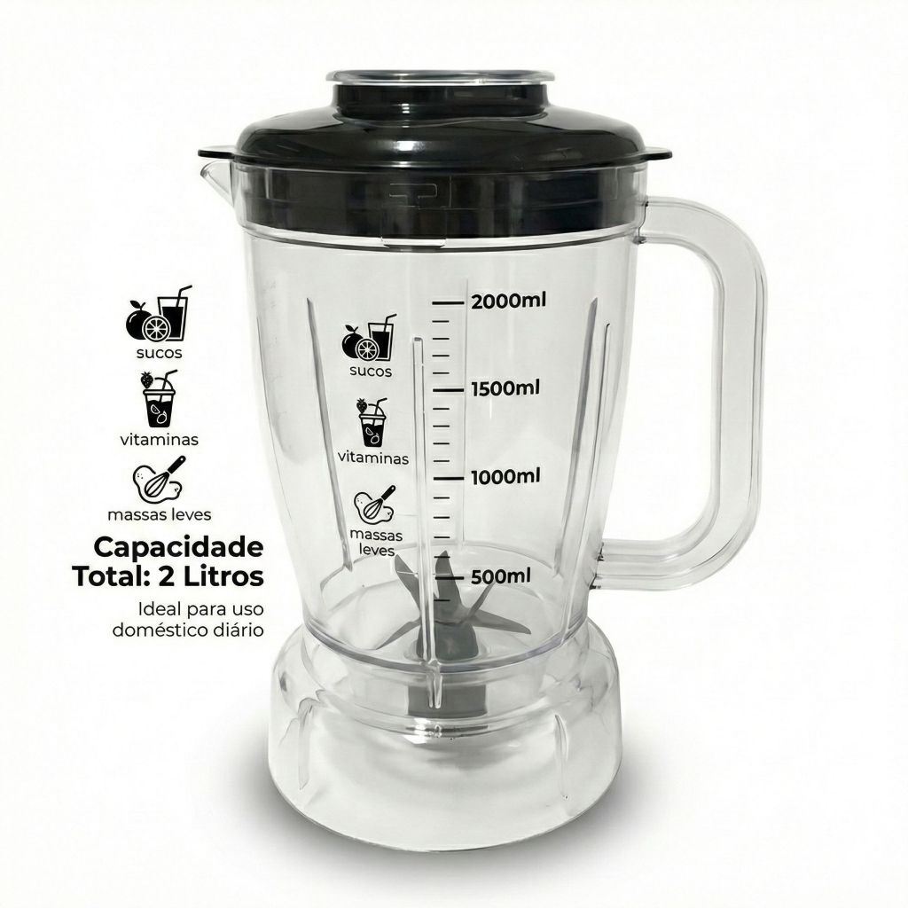 Copo Liquidificador Britânia Diamante 800 900w Preto 1,5L Original Jarra Liquidificador Britânia