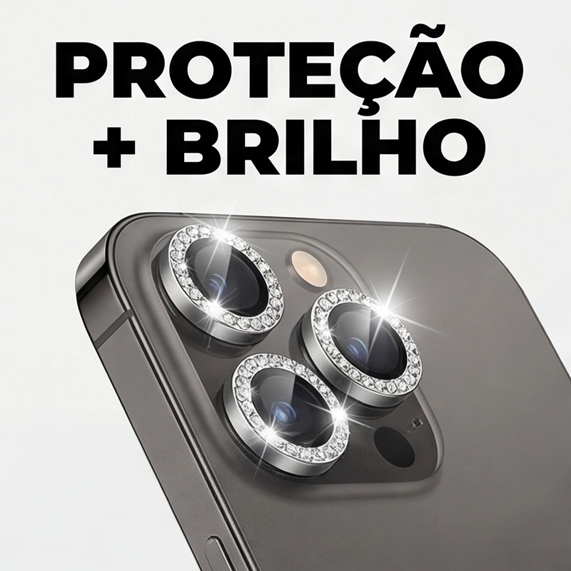 Kit Película Protetora Câmera iPhone Luxo Strass Ultra HD Antichoque + Kit Limpeza Grátis em Oferta na Shopee