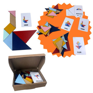 Jogo Educativo 3 em 1 - TANGRAM - Quebra Cabeça Chinês em MDF