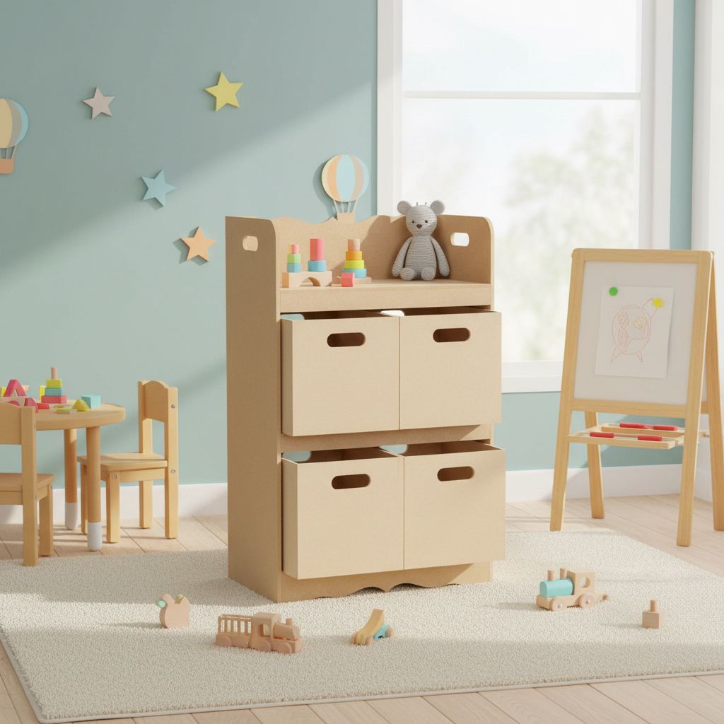 Organizador Brinquedo Infantil Estante Multiuso com 4 caixas LISAS ou CORAÇÃO