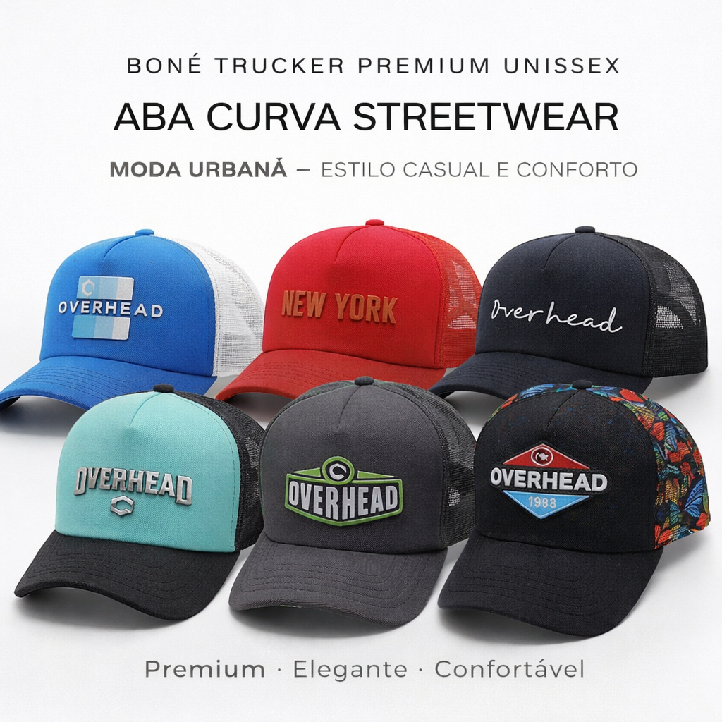 Boné Trucker Premium Unissex Aba Curva Streetwear Moda Urbana – Estilo Casual e Conforto