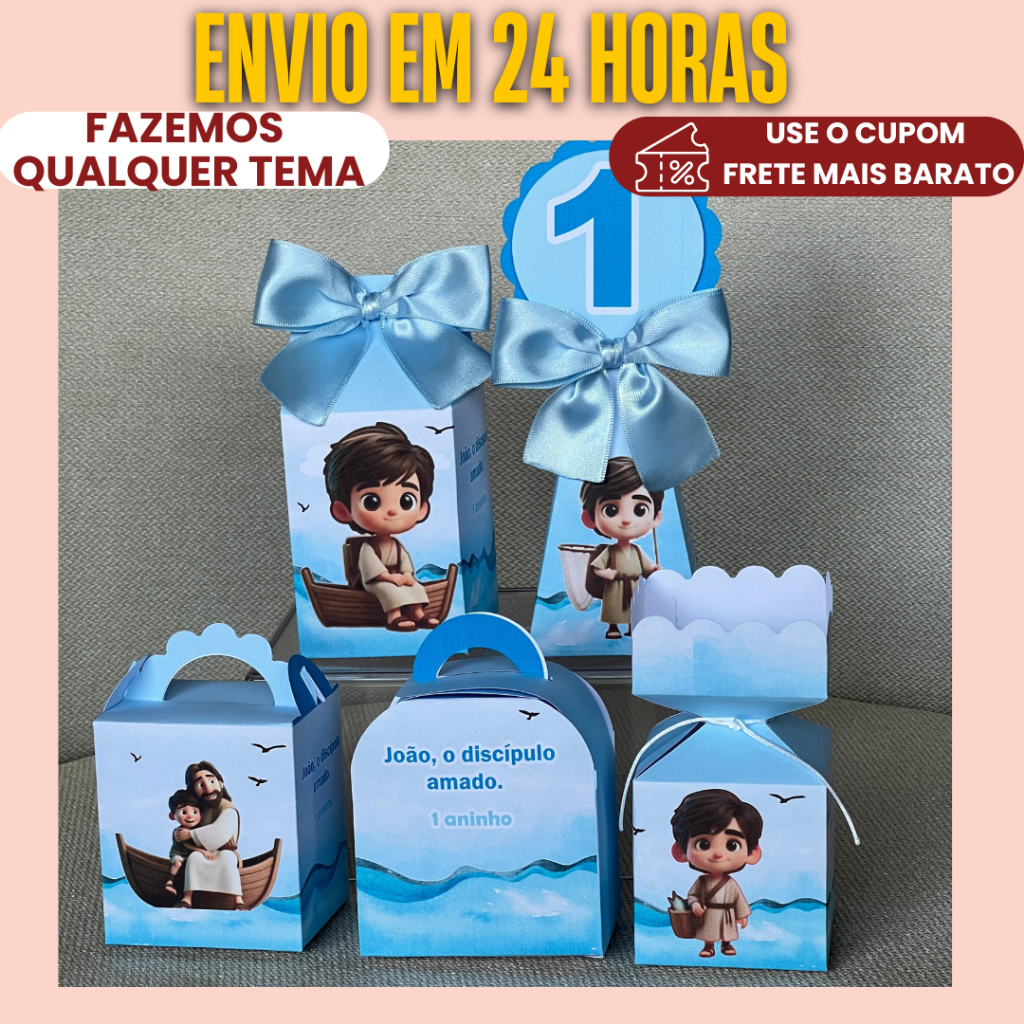 PEGUE E MONTE - Kit Festa Personalizado Eu sou Pedro discípulo - Lembrancinhas para festa aniversário caixinha