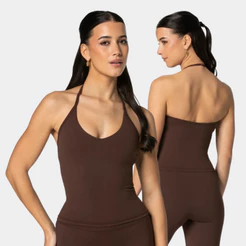 Regata Feminina Suplex Frente Única Halter Top Tube Alcinha Pescoço