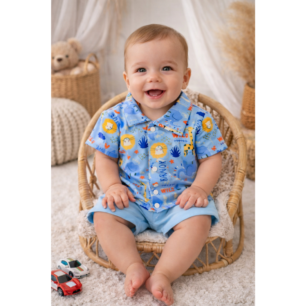 Conjunto Bebê Menino Estiloso Camisa Gola Polo e Bermuda Algodão Moda Infantil em Oferta na Shopee