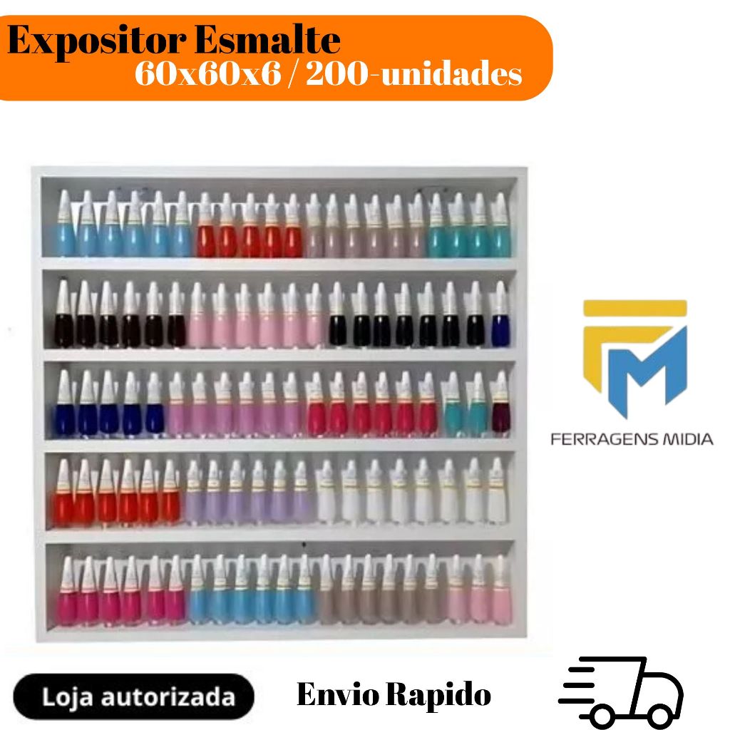 Expositor Nicho 100/200 Esmaltes – Organizador Prateleira 60x60x6 Branco ou Preto