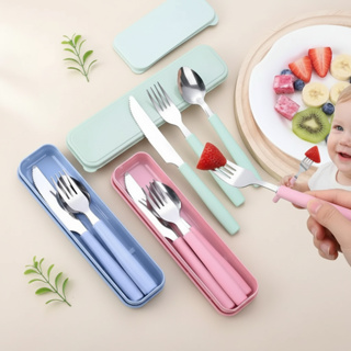 Kit Jogo de Talheres Inox 3 Peças com Garfo Faca Colher e Estojo para Marmita, Adulto e Criança em Oferta na Shopee