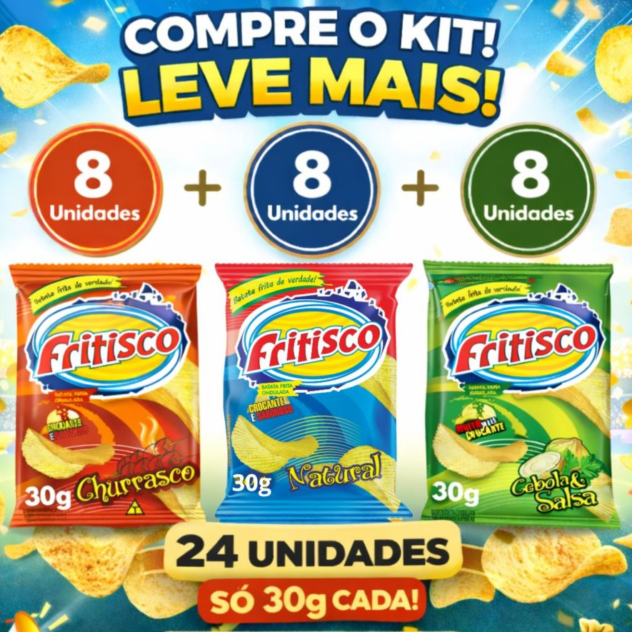 Kit 24 Pacotes Mix de Sabores Batata Ondulada 30g - Fritisco em Oferta na Shopee