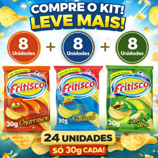 Kit 24 Pacotes Mix de Sabores Batata Ondulada 30g - Fritisco em Oferta na Shopee