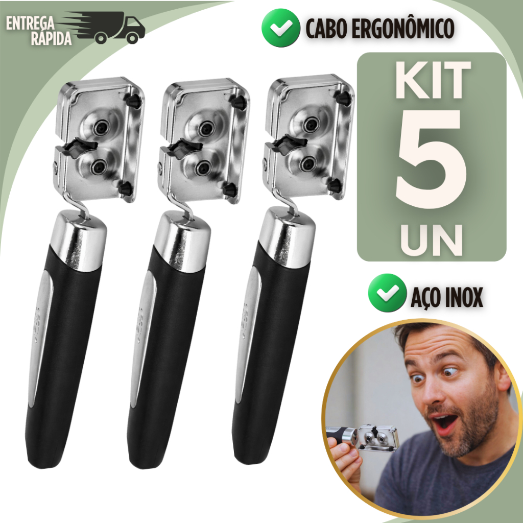 kit com 1, 2 ou 5 Afiadores Amolador de Facas Manual Inox Profissional Cabo Ergonômico Antiderrapante