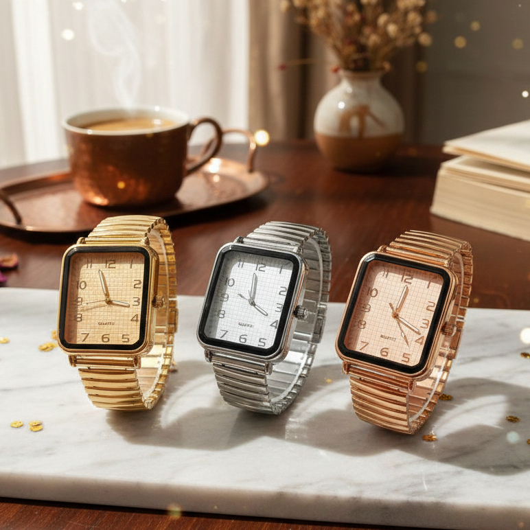 Relogio Feminino a Prova D’água Quartzo Pulseira Elástica Moda Barato