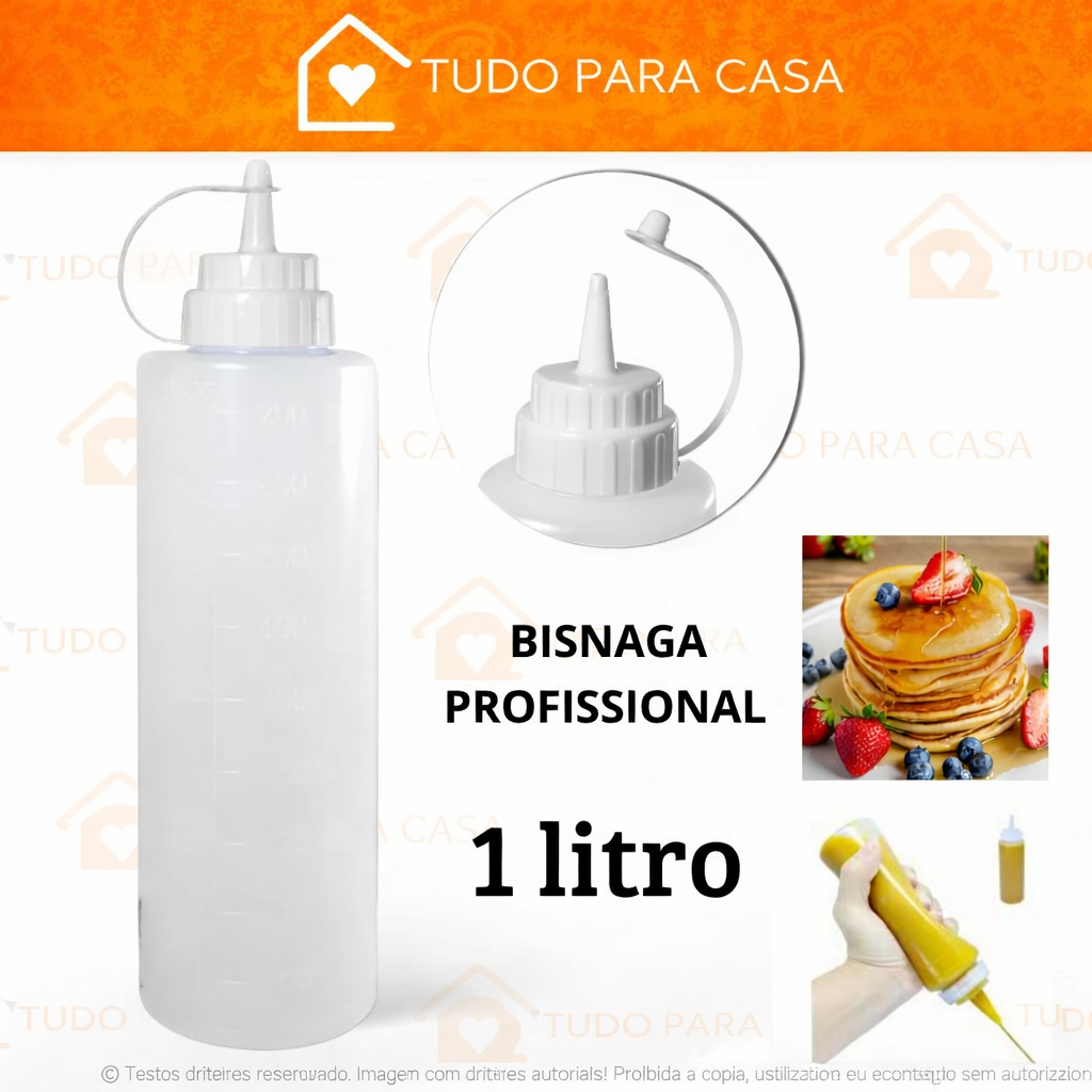 BISNAGAS PROFISSIONAL 1.0L E 600ML MAIONESE MOLHOS LANCHES CREPE PANQUECAS CONFEITARIA