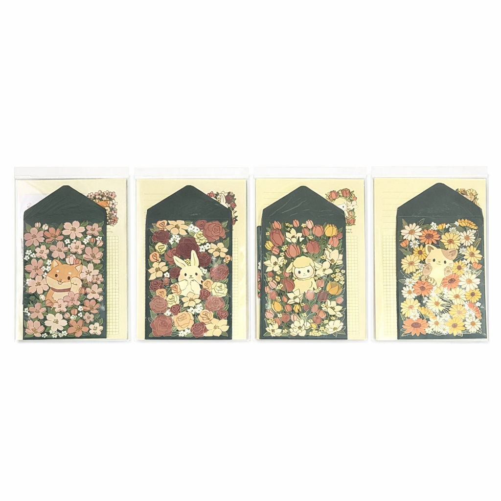 Kit Papel De Carta Floral Cute – 6 Papéis + 3 Envelopes Decorados