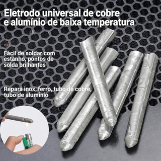 Kit 6/30 Varetas de Solda Alumínio Baixa Fusão com Fundente Interno - Solda Cobre Ferro Metal Reparo Fácil em Oferta na Shopee