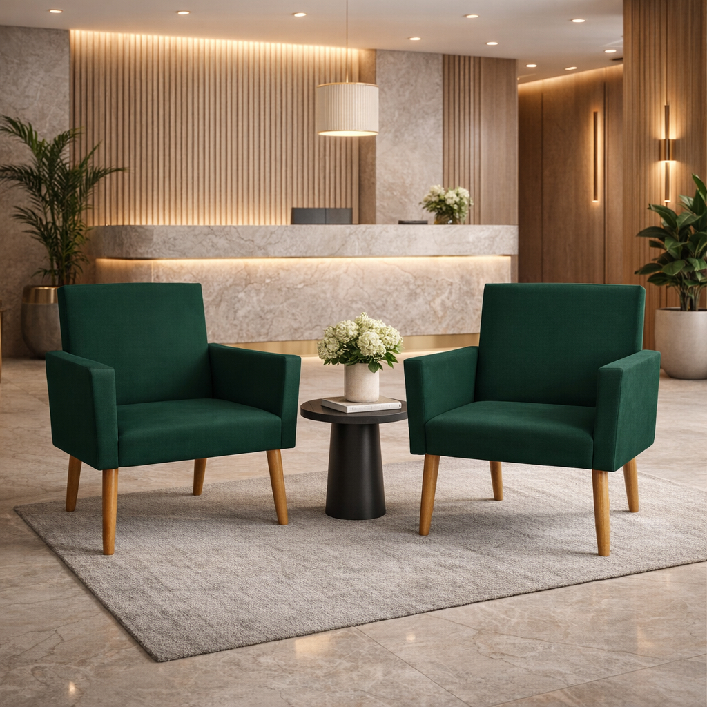 Kit 02 Poltrona Cadeira Nina Suede Premium Pés Palito - Trida Moveis em Oferta na Shopee