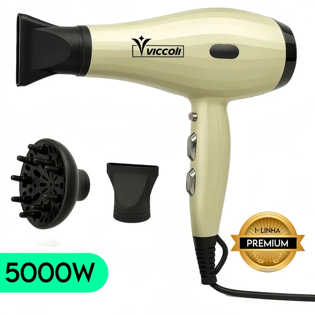 Secador de Cabelo 5000W Profissional 110V e 220V Secagem Rápida Com Difusor