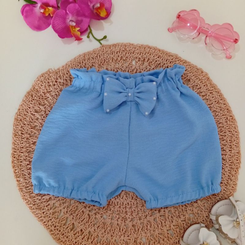 short infantil bebê menina dunas com laço várias cores - confortável e estiloso para o verão