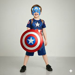 Fantasia Infantil Do Capitão América Menino Com Escudo E Mascara Herói em Oferta na Shopee