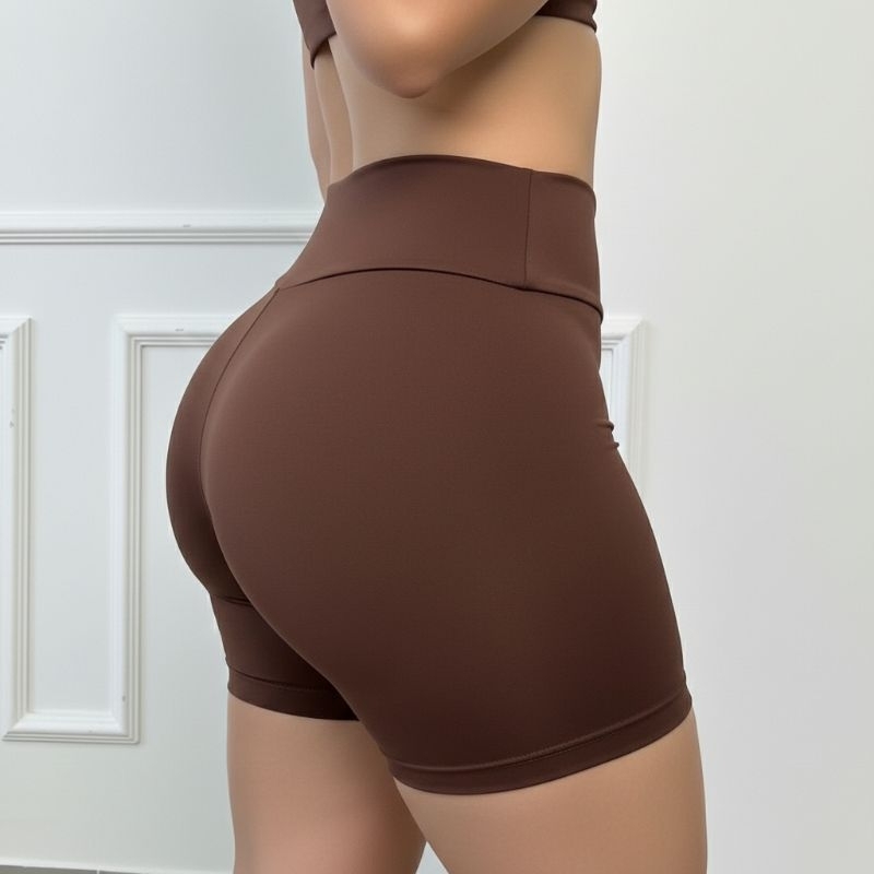 Short Feminino Fitness Curto Cintura Alta Suplex Academia Treino Corrida Bermuda Confortável