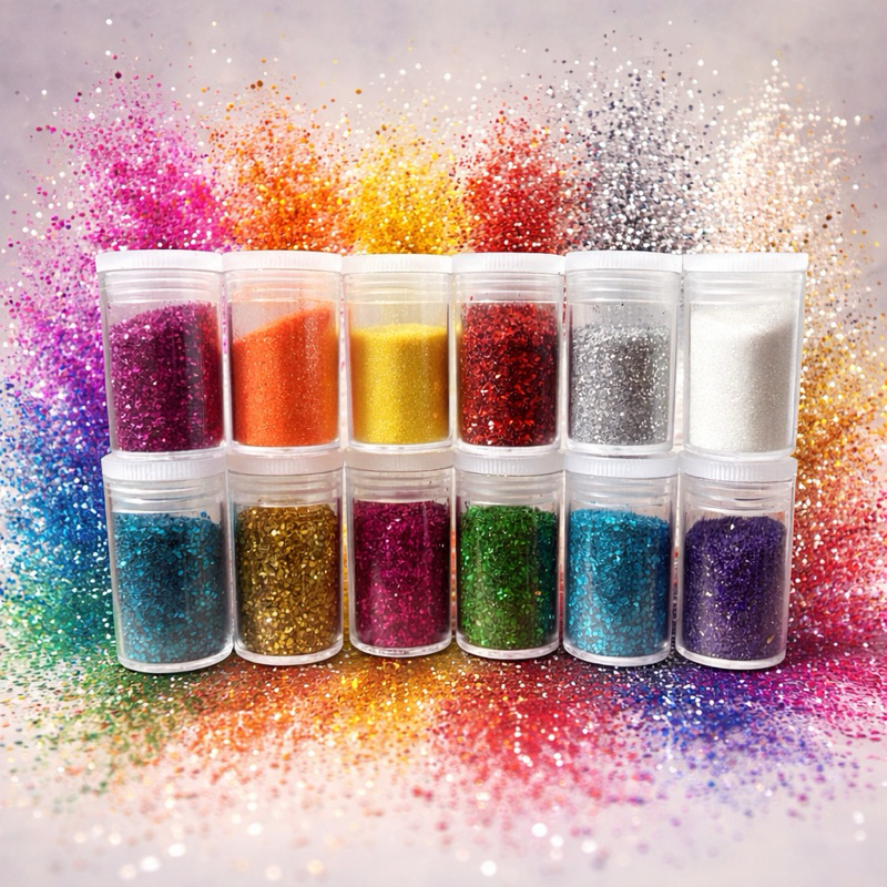 Kit de Potinhos de Glitter Poliéster Glitter Flocado Extra Fino - Cores Holográficas 10 g - Nail art