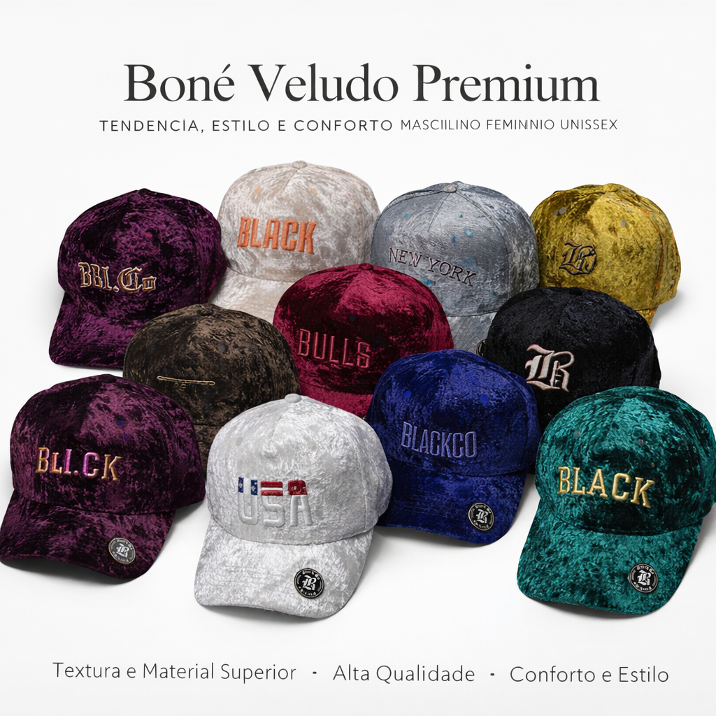 Boné Veludo Premium Tendência e  Estilo e Conforto Masculino Feminino Unissex em Oferta na Shopee