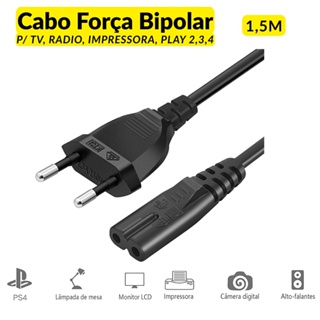Cabo De Energia Força Bipolar Para TV Impressora  Radio PS2 PS3 PS4 em Oferta na Shopee