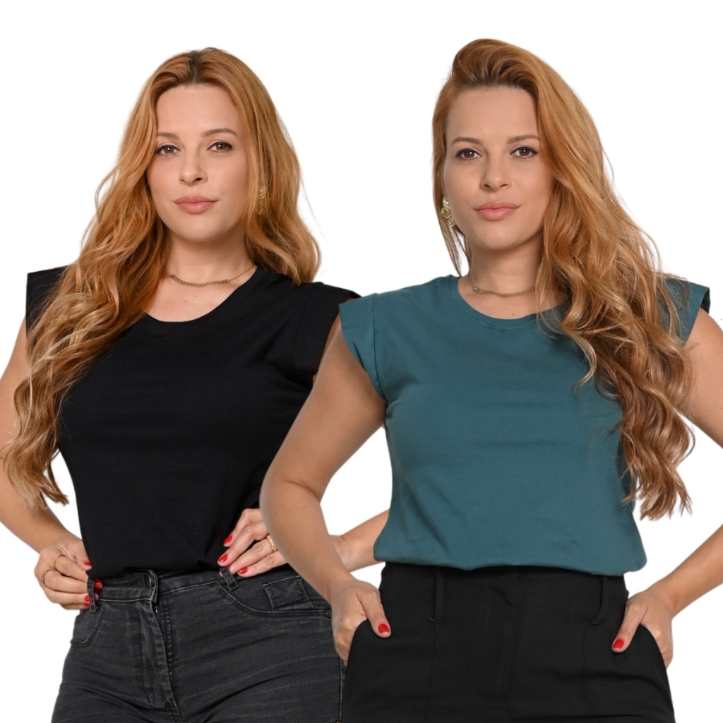 Kit 2 Regata Muscle Tee Feminina Confortável Camiseta Básica Soltinha Regata Tendência Casual