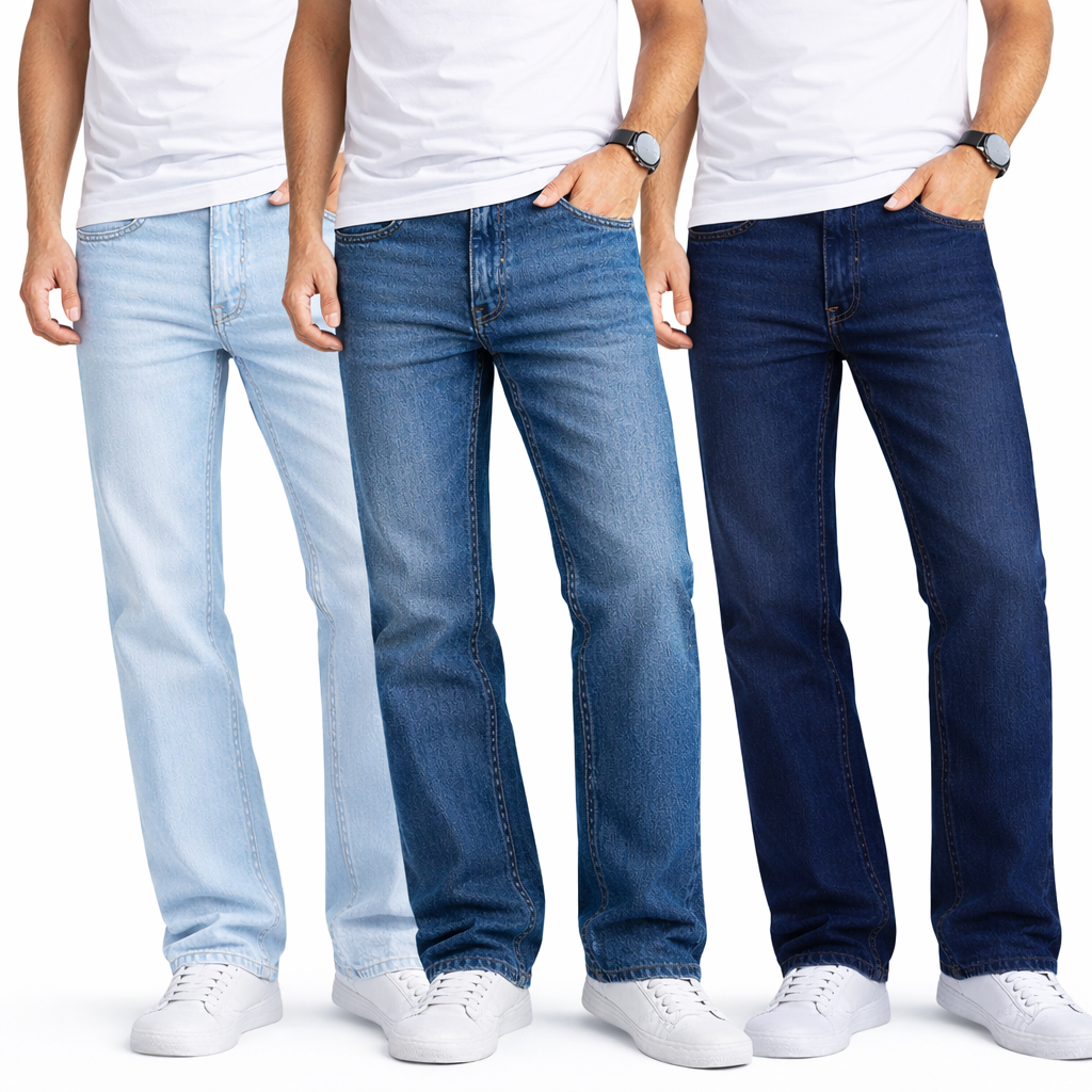Kit 3 Calça Jeans Masculina para Trabalho Pesado Direto da Fábrica Corte Reto Tradicional
