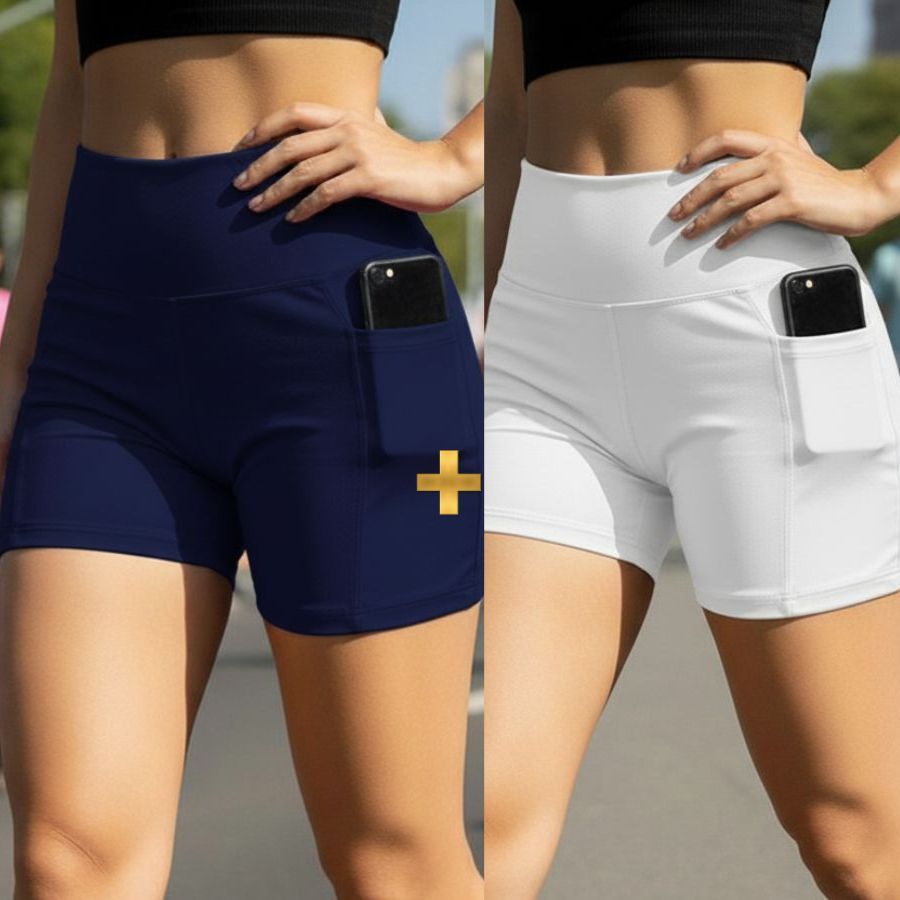 KIT 2 Short Feminino Liso com Bolso Pra Celular/Chaves Ideal pra Treino Corrida Caminhada Tecido Suplex Premium em Oferta na Shopee