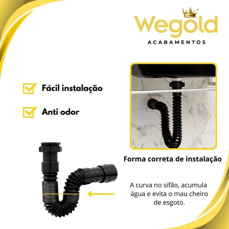 Sifão Sanfonado Modelo Universal - Branco ou Preto