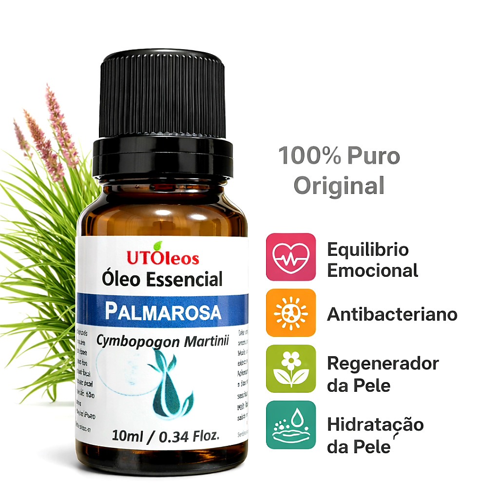Óleo Essencial De Palmarosa 10ml PURO Regeneração em Oferta na Shopee