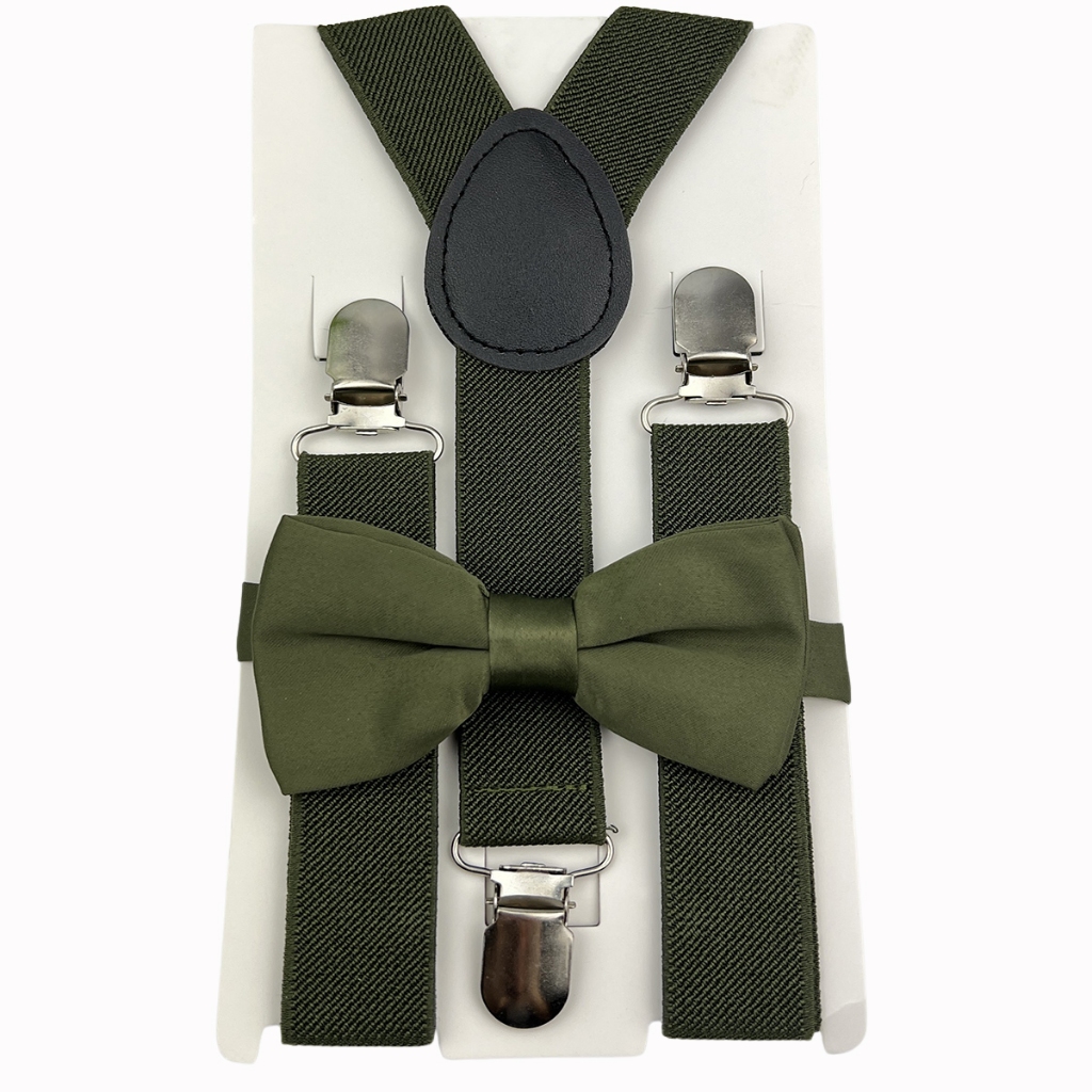 Kit Gravata Borboleta Verde Oliva + Suspensório Infantil Pajem Casamento em Oferta na Shopee