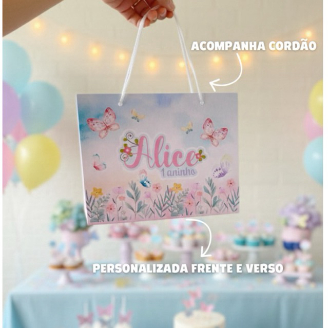Sacolinha Personalizada Jardim Encantado/Jardim das borboletas - MONTADAS | ENVIO RÁPIDO