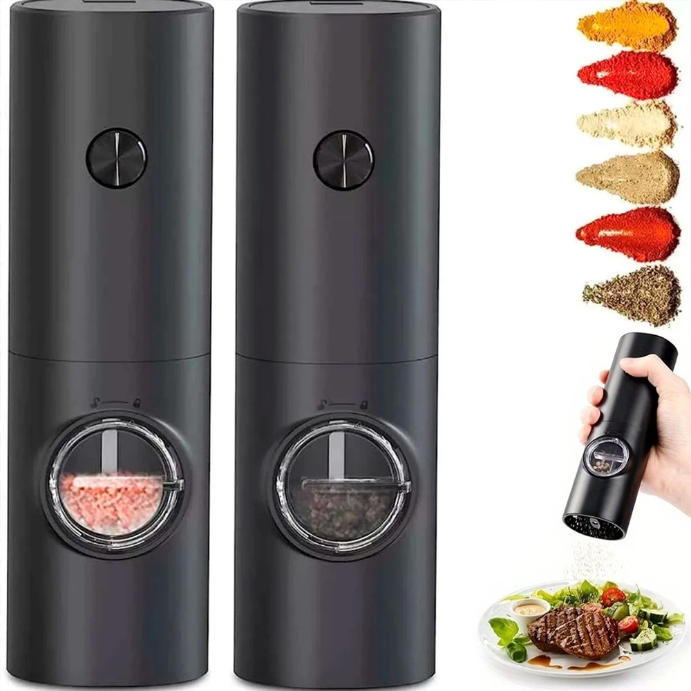 Moedor Elétrico de Sal e Pimenta Preto Ajuste de Granulagem | Fácil de Usar e Elegante