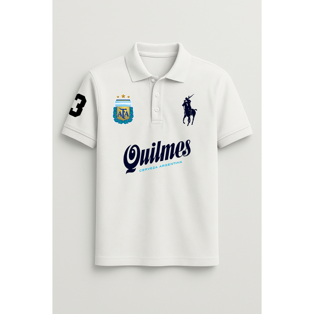 Camisa Polo Piquet Argentina AFA Quilmes Copa do Mundo em Oferta na Shopee