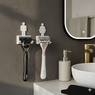 Suporte de Lâmina de Barbear Adesivo Moderno Masculino Feminino Banheiro Gancho Organizador Conjunto em Oferta na Shopee