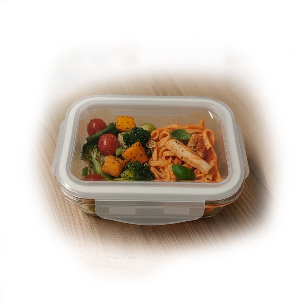 Pote Hermético Porta Mantimentos de Vidro 640ml Com Trava Para Marmita Microondas e Freezer