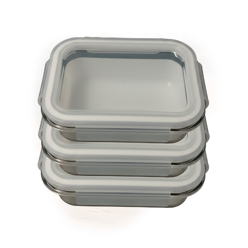Jogo de 3 Potes de Vidro Hermético Porta Mantimentos 370ml Tupperware Armazenamento Marmita Frutas