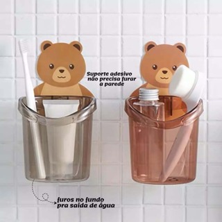 Kit 2 Suporte Porta Escova De Dentes Para Barbeador Banheiro Com Urso Adesivo em Oferta na Shopee