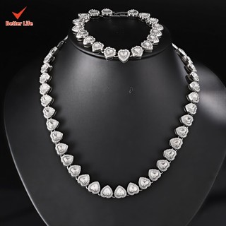Colar em formato de coração cravejado com um diamante de 11 mm Colar em aço titânio Joia feminina requintada