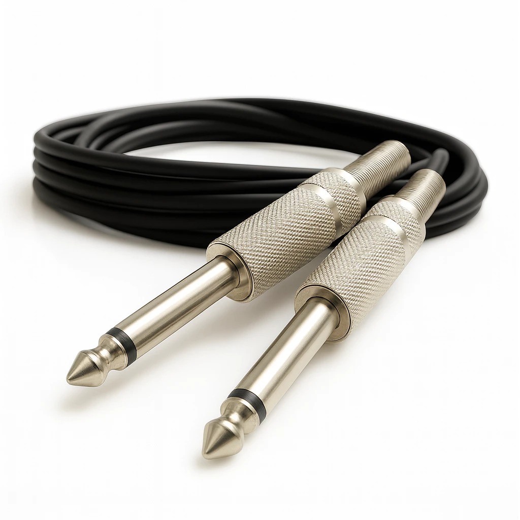 Cabo P10-P10 Profissional de 3 Metros Blindado - Guitarra Violão Pontas Metálicas P10