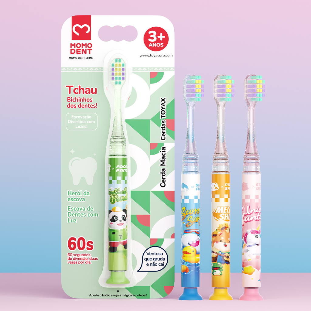 MOMODENT Escova Dental Infantil com Timer de Luz de 60s ,Indicada +3 Anos,Base Ventosa MOMODENT Escova Dental Infantil com Timer de Luz de 60s ,Indicada +3 Anos,Base Ventosa