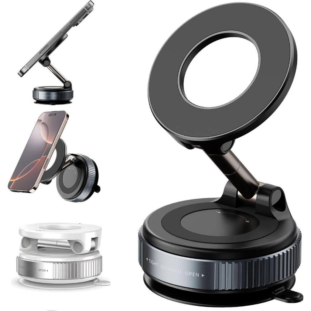 Suporte Celular Carro Magnético Metal Ventosa a Vácuo 360° Forte Anti-Queda iPhone em Oferta na Shopee