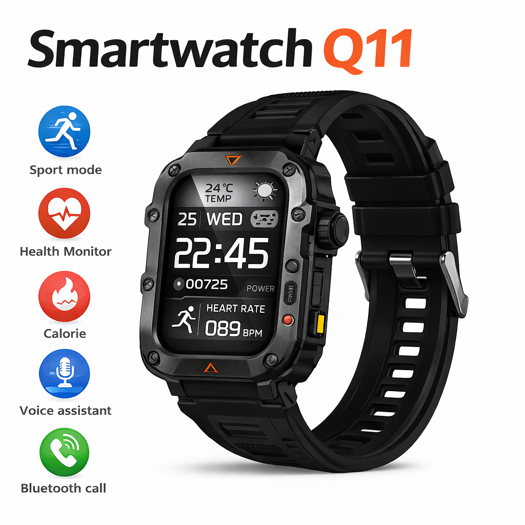 2025 Novo Smartwatch Esportivo Q11 Homem 1.96 Polegadas Monitoramento de Saúde Bluetooth em Oferta na Shopee