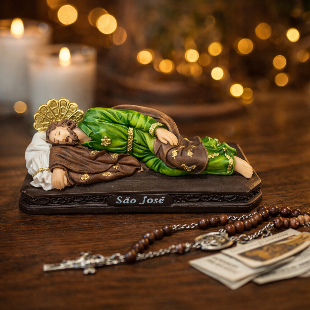 Imagem São José Dormindo Deitado Em Resina Decorada Para Casa Altar Igreja em Oferta na Shopee