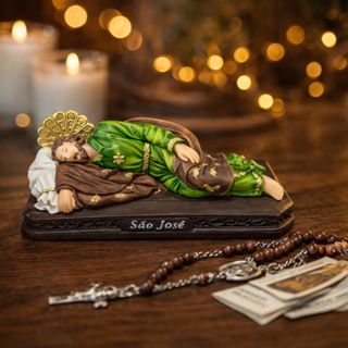 Imagem São José Dormindo Deitado Em Resina Decorada Para Casa Altar Igreja em Oferta na Shopee