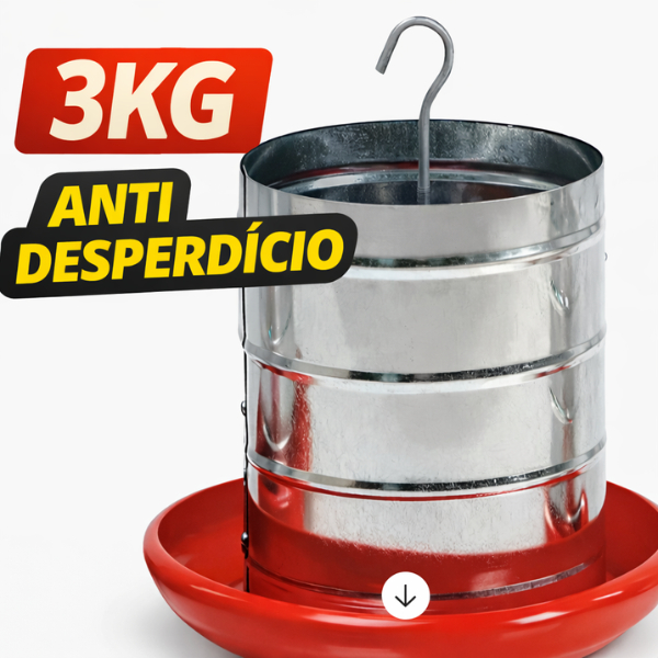 Comedouro  Comedor  Para Aves 3kg Tubular Suspenso Galinha Frango Metal Anti Desperdício em Oferta na Shopee