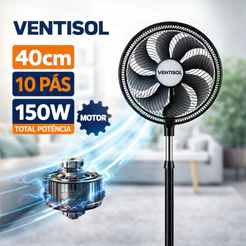 Ventilador Coluna Ventisol oscilante Turbo 10P 40cm 127vmotor 150w