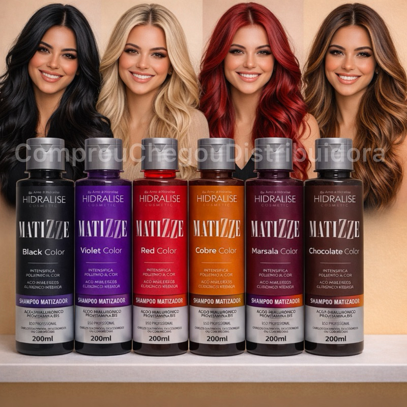 Imagem Shampoo Tonalizante Escurecedor S/ Amônia Avelã, Marsala, Loiro, Vermelho Ruivo 100% Natural Matizze