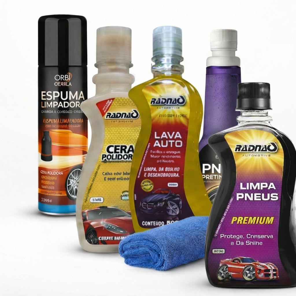 Kit Limpeza Automotiva 5 em 1 Premium – Limpeza Completa, Brilho e Proteção